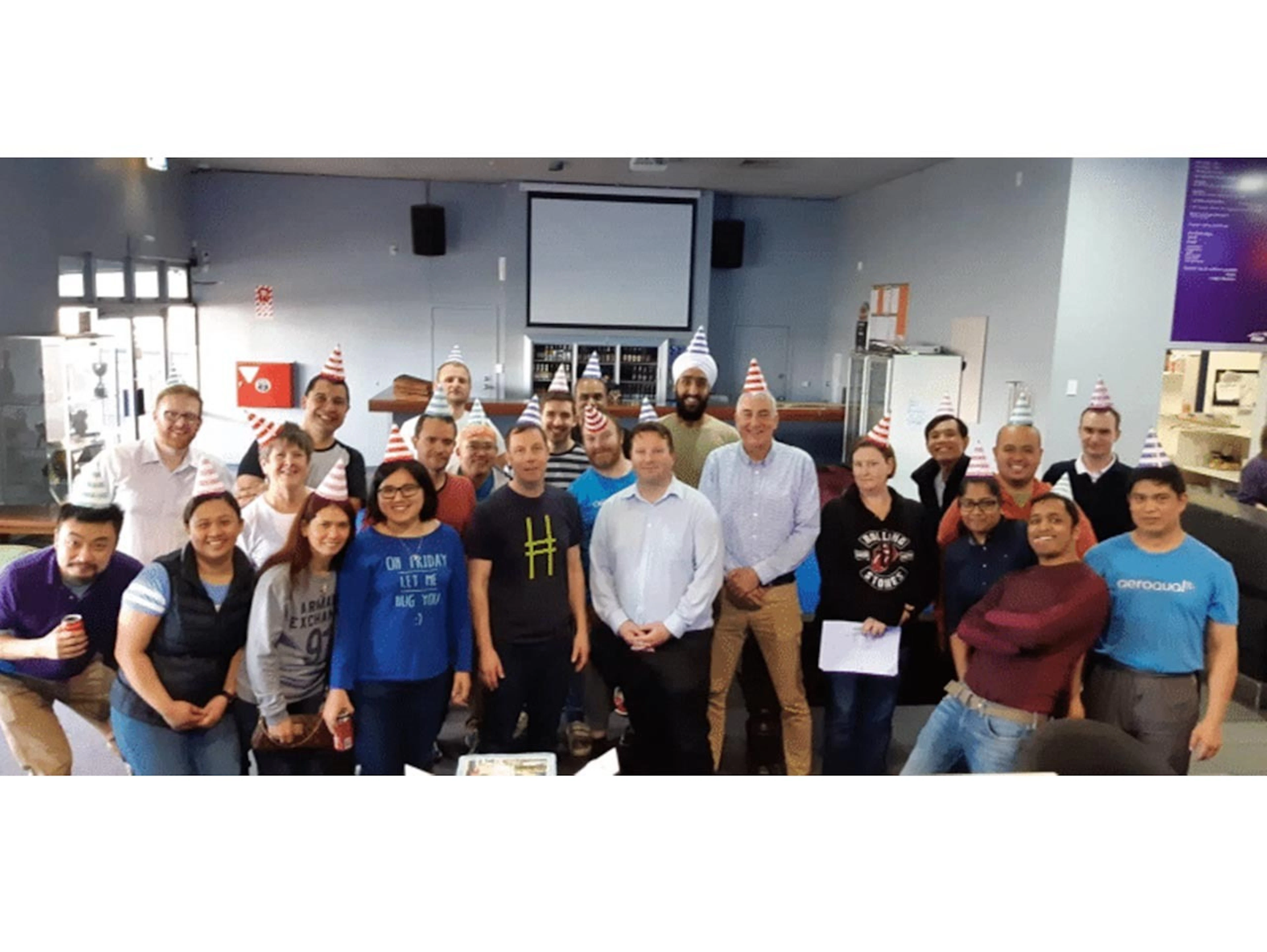 The Aeroqual team celebrating AQM’s 10th birthday with a few games of ten-pin bowling