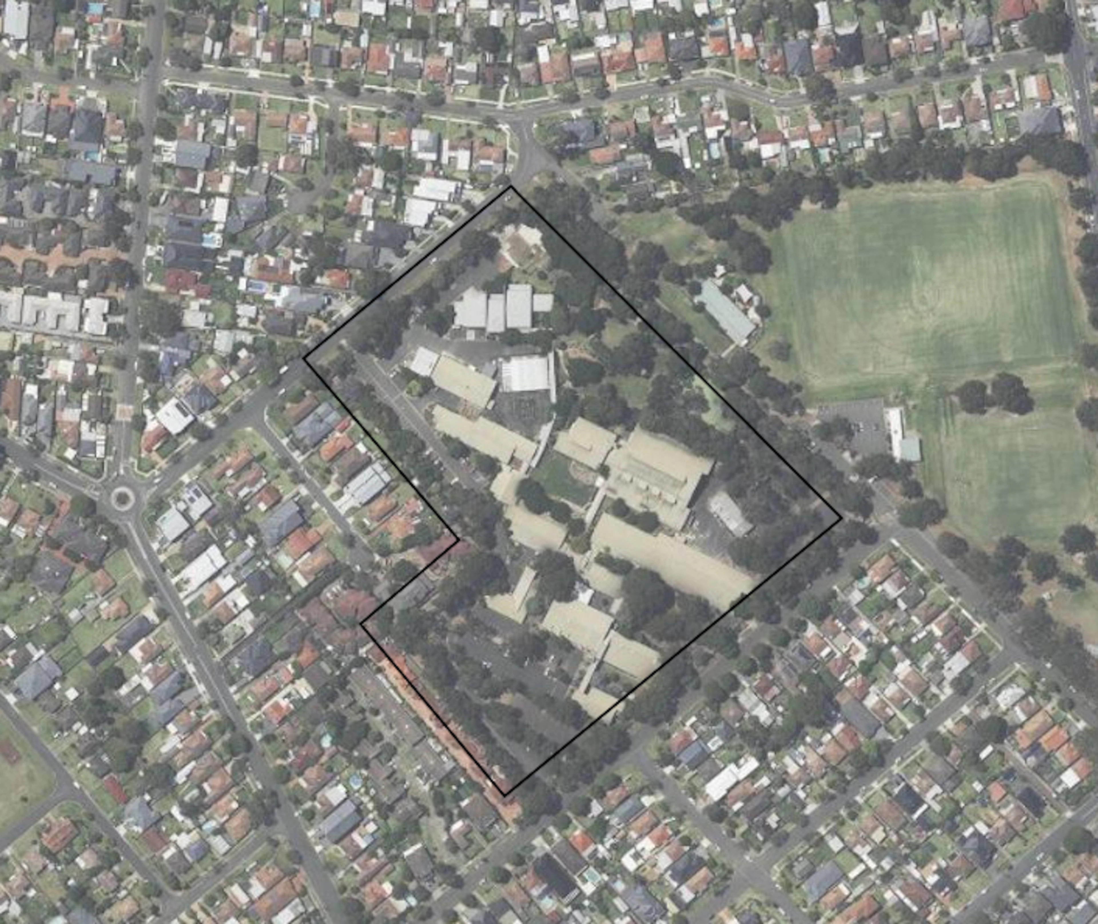 Locality map of the campus and surrounding residential suburbs.