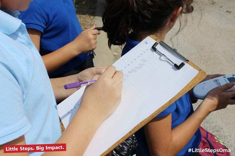 Students using the Series 500 to record pollutant levels in their school grounds.